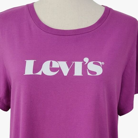 Levi's Purple Crewneck 100% Cotton Graphic Logo T-shirt Size XL - Picture 3 of 5